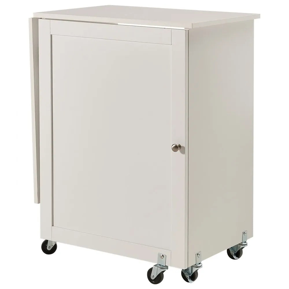 VEVOR Folding Sewing Table, Multipurpose Sewing Machine Table with Compact Design, Wheels, Shelves, Storage Trays, Wooden Pegs, and Magnetic Doors, Sewing Desk Cabinet for Sewing Machine, White