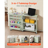 VEVOR Folding Sewing Table, Multipurpose Sewing Machine Table with Compact Design, Wheels, Wooden Pegs, Storage Trays and Shelf, Magnetic Door Lock, Craft Station and Side Desk for Home, Light Green