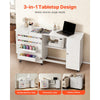 VEVOR Folding Sewing Table, Multipurpose Sewing Machine Table with Cabinet, Compact Design, Wheels, Wooden Pegs, Storage Trays and Shelf, Magnetic Door, Craft Station and Side Desk for Home, White