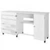 VEVOR Folding Sewing Table, Multipurpose Sewing Machine Table with Cabinet, Compact Design, Wheels, Wooden Pegs, Storage Trays and Shelf, Magnetic Door, Craft Station and Side Desk for Home, White