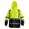 VEVOR High Visibility Reflective Safety Jacket, Waterproof Safety Hoodie, Work Construction Coat with Pockets for Men & Women, Rain Gear Meet ANSI & Class 3, Hi Vis Yellow Coat with Black Bottom, L
