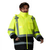 VEVOR High Visibility Reflective Safety Jacket, Waterproof Safety Hoodie, Work Construction Coat with Pockets for Men & Women, Rain Gear Meet ANSI & Class 3, Hi Vis Yellow Coat with Black Bottom, L