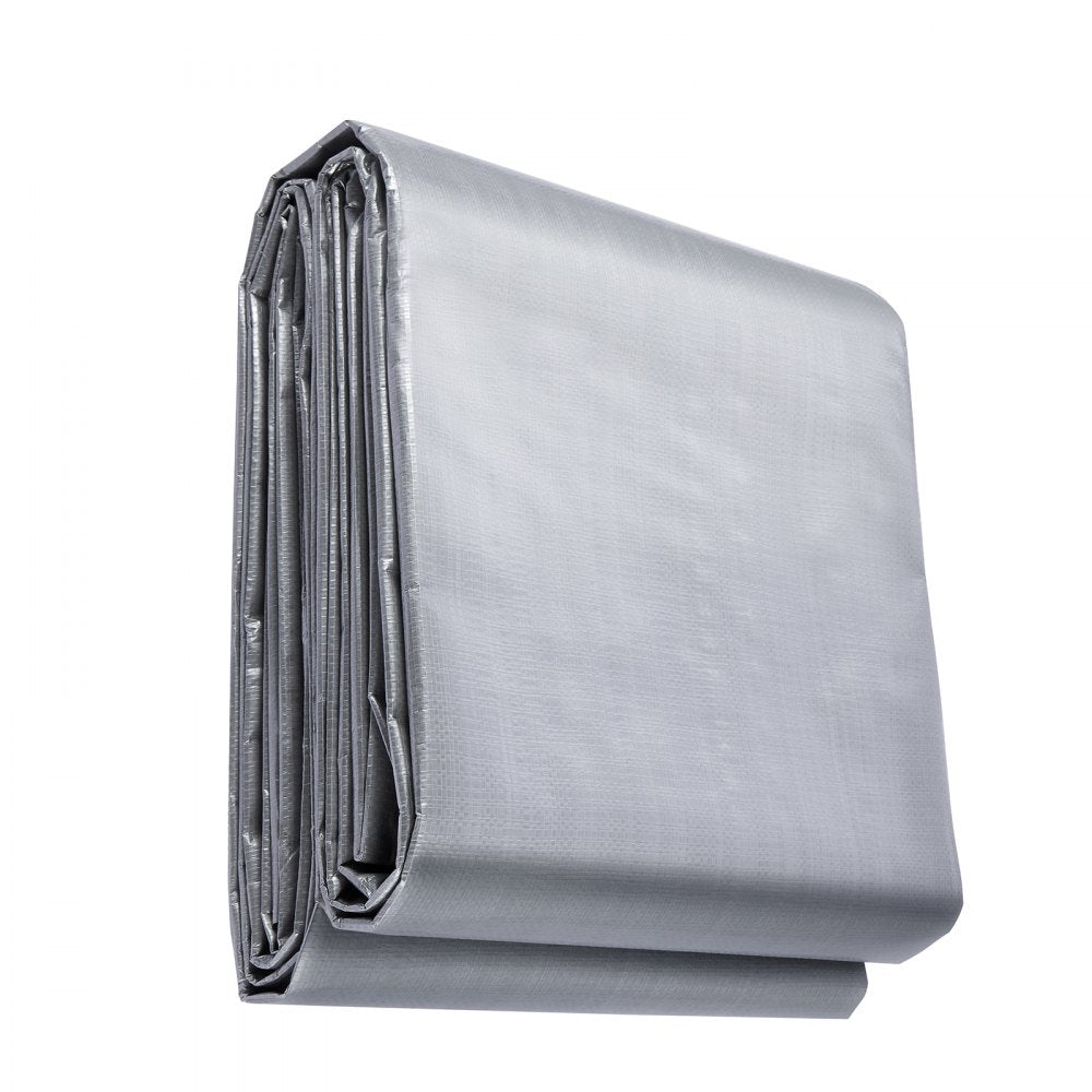 VEVOR Tarp Heavy Duty Waterproof 20x30 ft, Plastic Poly Tarp Cover 10 Mil, Multi Purpose Tear UV and Temperature Resistant Outdoor Tarpaulin with High Durability Reinforced Grommets (Silver/Brown)