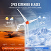 VEVOR 500W Wind Turbine Generator, 24V Wind Turbine Kit, 3-Blade Wind Power Generator with MPPT Controller, Adjustable Windward Direction & 2.5m/s Start Wind Speed, Suitable for Home, Farm, RVs, Boats