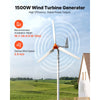 VEVOR 1500W 24V Wind Turbine Generator, 3-Blade Wind Turbine Kit with Wind/Solar Hybrid Controller, Efficient 3-Phase AC Permanent Wind Power Generator for RV Boat Home Farm (Tower Pole Not Included)