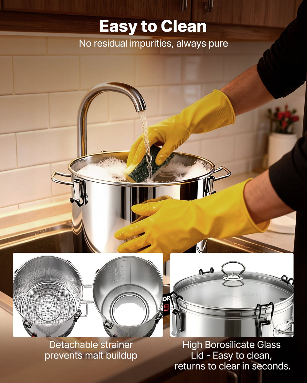 VEVOR Beer Brewing Equipment, 8 Gal/30L 304 Stainless Steel Home Beer Brewer,1500W All-in-One Home Brewing Kit with Tall strainer, Integrated Inner Barrel & Reinforced Handle