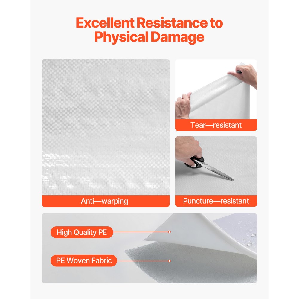 VEVOR House Wrap, 9 x 150 ft, 0.13 mm Thick Vapor Barrier, Heavy Duty Plastic Sheeting for Tear-resistant, Drop Cloth Vapor Barrier Covering for Residential & Commercial Construction, White