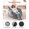 VEVOR Bean Bag Chair, BeanBag Sofa Chair with Armrests for Adults, Fluffy Plush & High-Density Foam Filling Adult Bean Bag with Zapper, Comfy Lazy Sofa Chair Ideal for Living Room, Bedroom, Grey