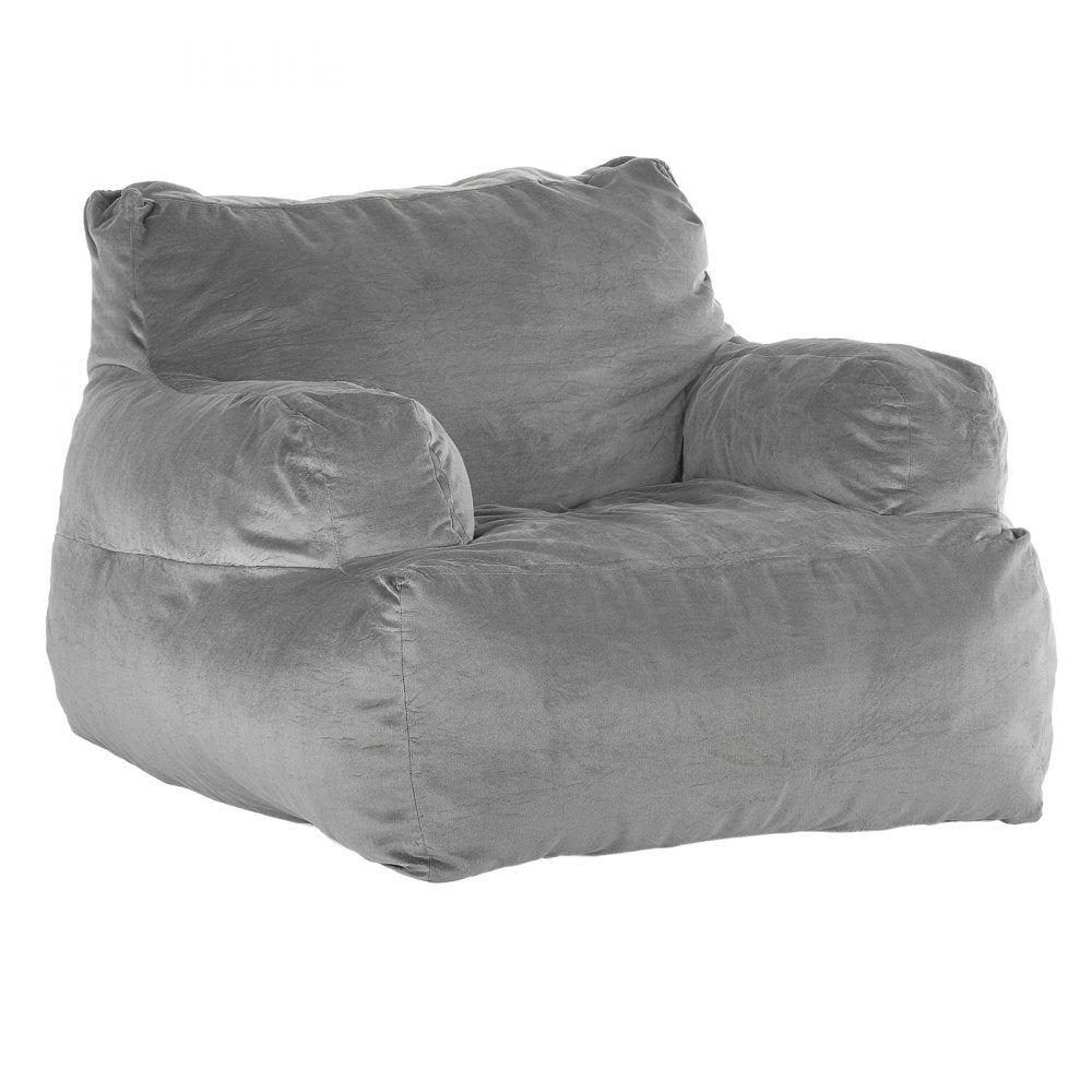 VEVOR Bean Bag Chair, BeanBag Sofa Chair with Armrests for Adults, Fluffy Plush & High-Density Foam Filling Adult Bean Bag with Zapper, Comfy Lazy Sofa Chair Ideal for Living Room, Bedroom, Grey