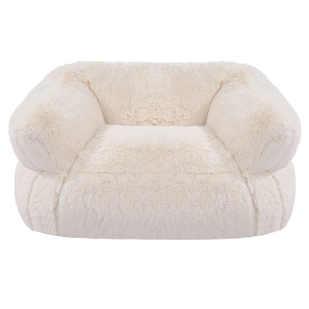 VEVOR Bean Bag Chair, BeanBag Sofa Chair with Armrests for Adults, Fluffy Plush & High-Density Foam Filling Adult Bean Bag with Zapper, Comfy Lazy Sofa Chair Ideal for Living Room, Bedroom, Beige