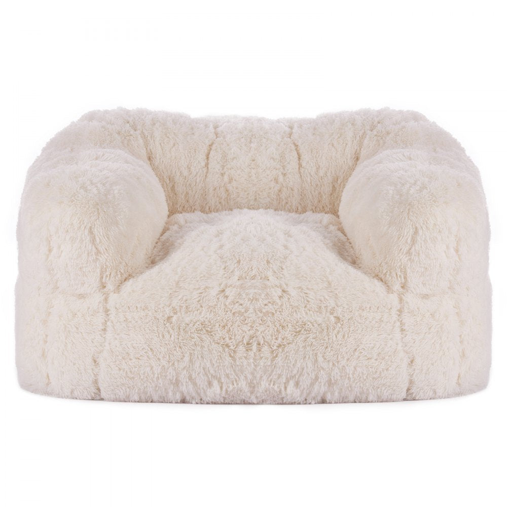 VEVOR Bean Bag Chair, BeanBag Sofa Chair with Armrests for Adults, Fluffy Plush & High-Density Foam Filling Adult Bean Bag with Zapper, Comfy Lazy Sofa Chair Ideal for Living Room, Bedroom, Beige