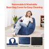 VEVOR Bean Bag Chair, 3 feet Bean Bag Chair with Soft Armrests and Storage Pocket, 25D Memory Foam Filled with Soft Teddy Velvet Cover, Bean Bag for Bedroom or Playroom, Blue
