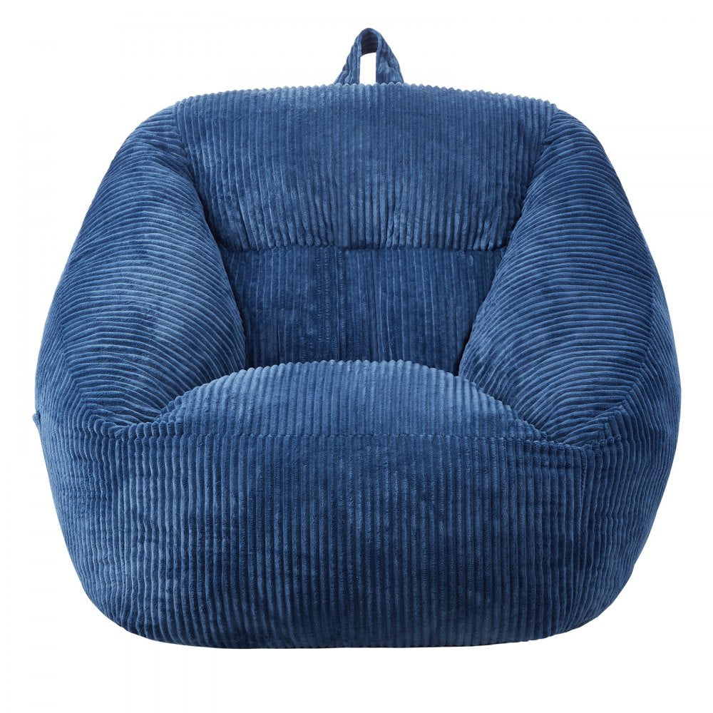 VEVOR Bean Bag Chair, 3 feet Bean Bag Chair with Soft Armrests and Storage Pocket, 25D Memory Foam Filled with Soft Teddy Velvet Cover, Bean Bag for Bedroom or Playroom, Blue