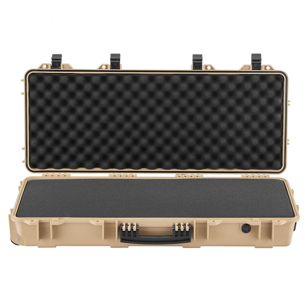 VEVOR Hard Rifle Case, Lockable Rifle Case with 4 Layers Pre-cut Foams, 36 in Gun Storage with Wheels, IP67 Waterproof & Dustproof Pistol Storage Cases for Rifles, Shotguns, Airsoft Guns, Khaki