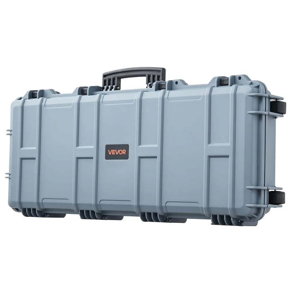 VEVOR Hard Rifle Case, Lockable Rifle Case with 4 Layers Pre-cut Foams, 36 in Gun Storage with Wheels, IP67 Waterproof & Dustproof Pistol Storage Cases for Rifles, Shotguns, Airsoft Guns, Grey