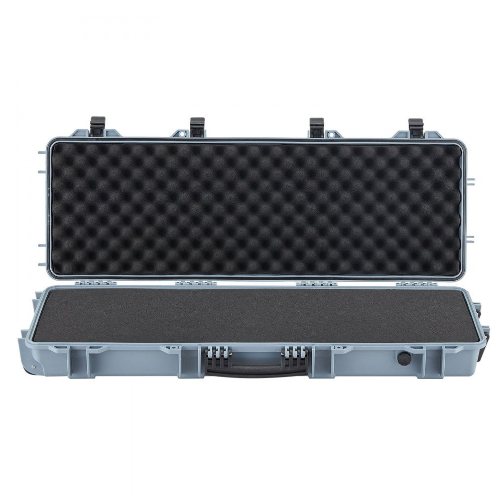 VEVOR Hard Rifle Case, Lockable Rifle Case with Pre-cut Foams, 40 in Gun Storage with Wheels, IP67 Waterproof & Dustproof Movable Large Pistol Storage for Rifles, Shotguns, Airsoft Guns, Grey