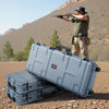 VEVOR Hard Rifle Case, Lockable Rifle Case with Pre-cut Foams, 42 in Movable Gun Storage with Wheels, IP67 Waterproof & Dustproof Pistol Storage for Rifle, Shotgun, Airsoft Gun, Grey