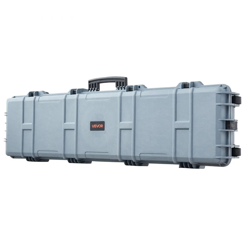 VEVOR Hard Rifle Case, Lockable Rifle Case with Pre-cut Foams, 50 in Movable Gun Storage with Wheels, IP67 Waterproof & Dustproof Pistol Storage for Rifle, Shotgun, Airsoft Gun, Grey