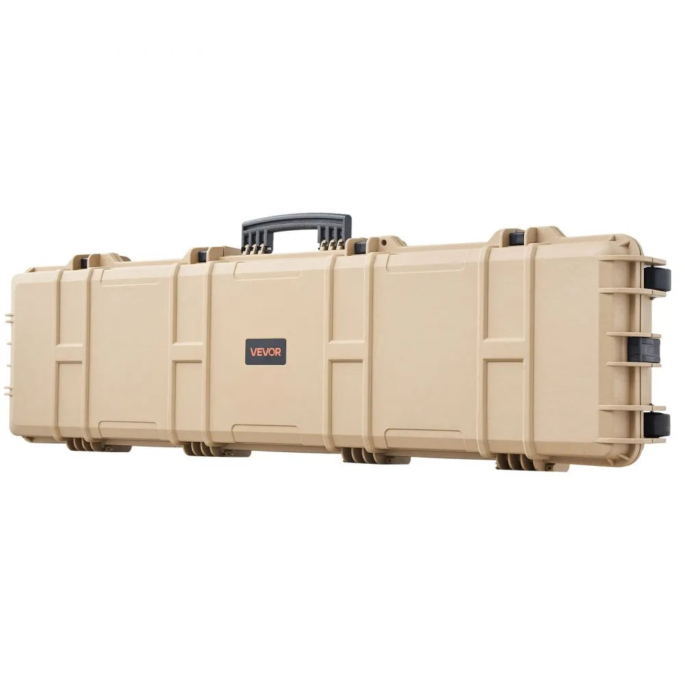 VEVOR Hard Rifle Case, Lockable Rifle Case with Pre-cut Foams, 50 in Movable Gun Storage with Wheels, IP67 Waterproof & Dustproof Pistol Storage for Rifle, Shotgun, Airsoft Gun, Khaki