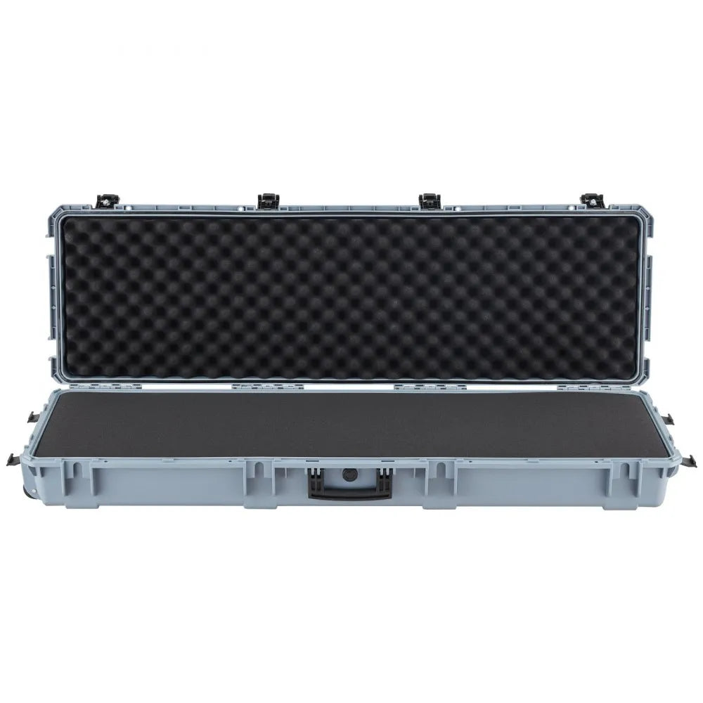 VEVOR Hard Rifle Case, Lockable Rifle Case with Pre-cut Foams, 52 in Gun Storage with Wheels, Heavy Duty IP67 Waterproof & Dustproof Pistol Storage Cases for Rifles, Shotguns, Airsoft Guns, Grey