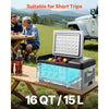 VEVOR 12 Volt Refrigerator 16 Qt, Portable Mini Car Fridge with -4℉-68℉ Cooling Range & App Control 12/24V DC & 110-240V AC Electric Compressor Cooler for Truck Vehicle RV Boat Outdoor & Home Use, Gre