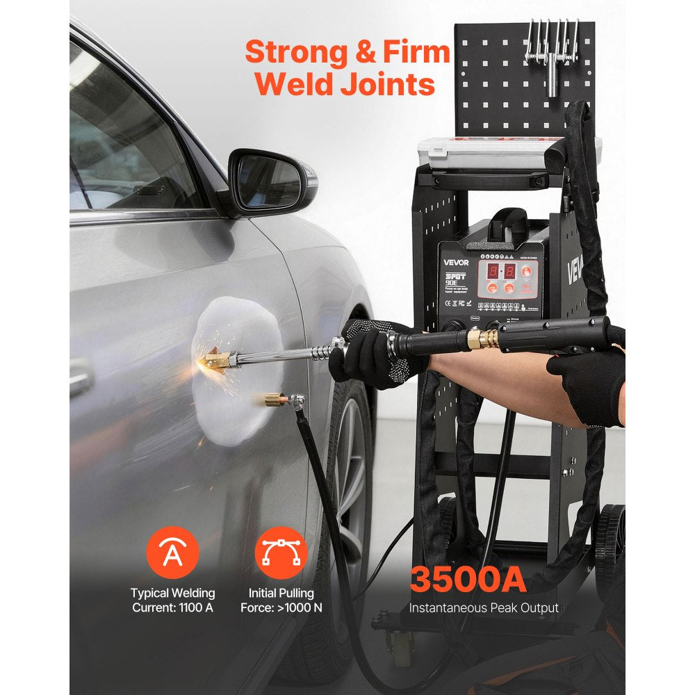 VEVOR Stud Welder Dent Repair Kit & Welding Cart, 3KW Spot Welder with 2 Welding Guns and 7 Modes, 110V Auto Body Spot Welding Dent Repair Machine for Steel Panel Repair