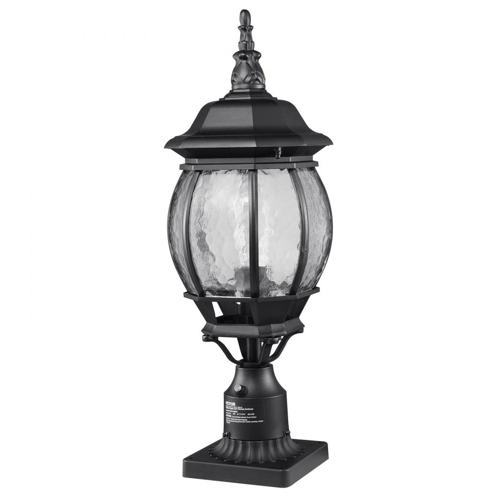 VEVOR 2 Pack Dusk to Dawn Outdoor Post Light, 20.87 in, Waterproof Lamp Post Light Fixtures with 5.5 in Pier Mount Base Glass Shade, Lightning-proof Exterior Pole Column Light for Patio Garden Pathway
