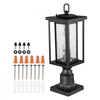 VEVOR 2 Pack Dusk to Dawn Outdoor Post Light, 17.72 in, Waterproof Lamp Post Light Fixtures with 3.5 in Pier Mount Base Glass Shade, Lightning-proof Exterior Pole Column Light for Patio Garden Pathway