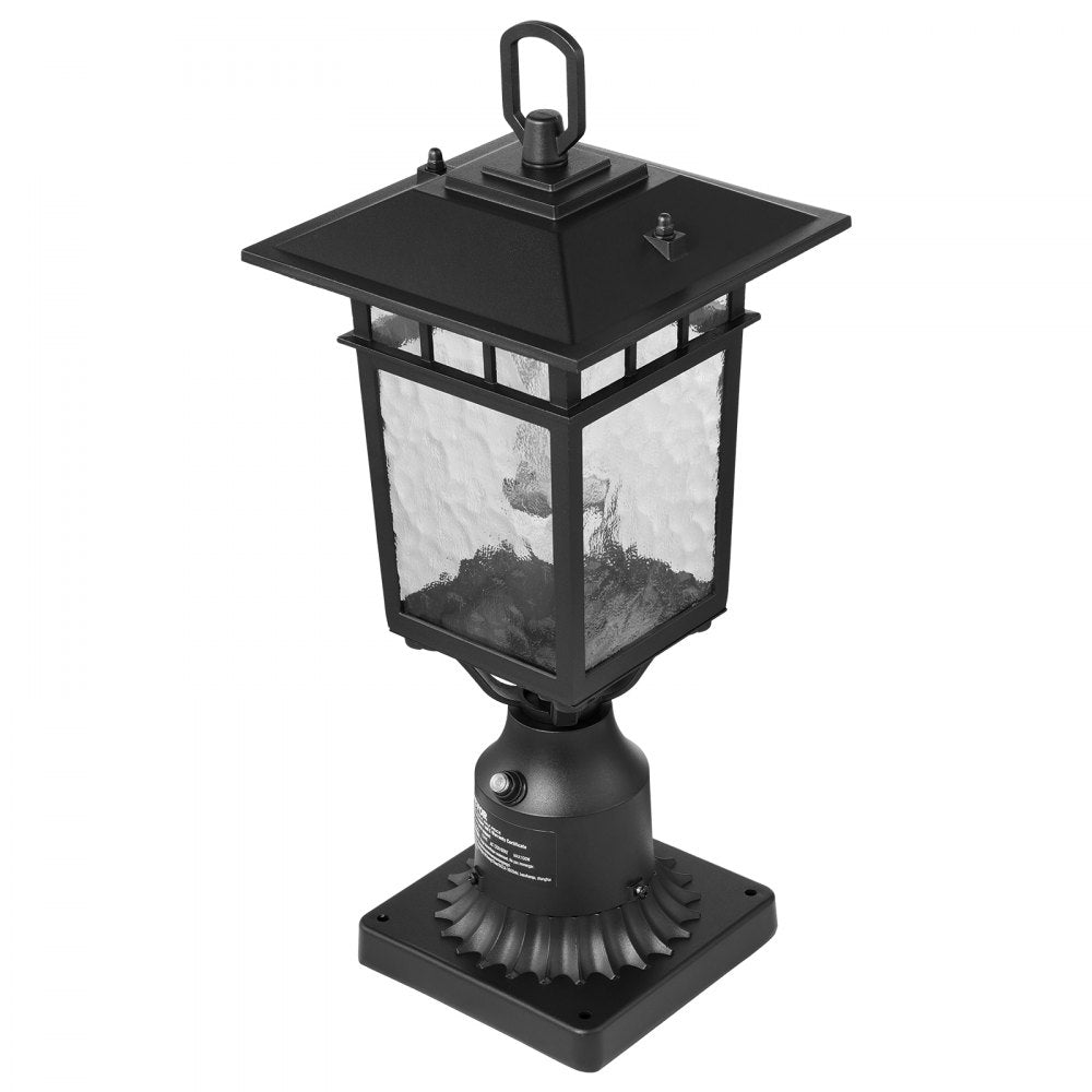 VEVOR 2 Pack Dusk to Dawn Outdoor Post Light, 15.75 in, Waterproof Lamp Post Light Fixtures with 5.5 in Pier Mount Base Glass Shade, Lightning-proof Exterior Pole Column Light for Patio Garden Pathway