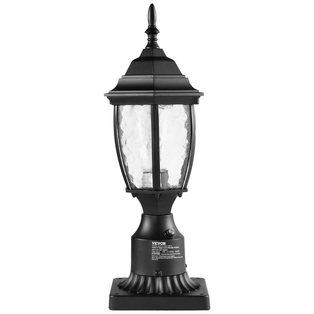 VEVOR Dusk to Dawn Outdoor Post Light, 15.75 in Height, Waterproof Lamp Post Light Fixture with 5.5 in Pier Mount Base Glass Shade, Lightning-proof Exterior Pole Column Light for Patio Garden Pathway