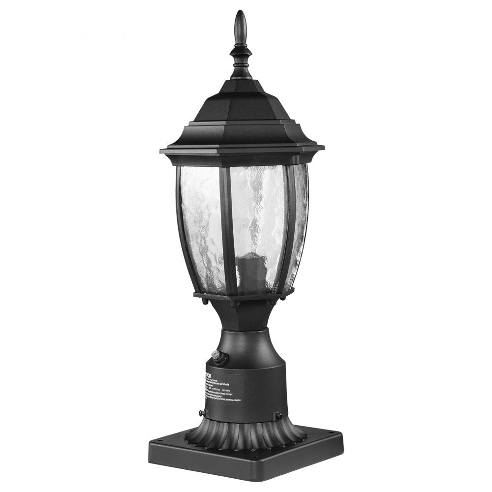 VEVOR Dusk to Dawn Outdoor Post Light, 15.75 in Height, Waterproof Lamp Post Light Fixture with 5.5 in Pier Mount Base Glass Shade, Lightning-proof Exterior Pole Column Light for Patio Garden Pathway