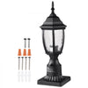 VEVOR Dusk to Dawn Outdoor Post Light, 15.75 in Height, Waterproof Lamp Post Light Fixture with 5.5 in Pier Mount Base Glass Shade, Lightning-proof Exterior Pole Column Light for Patio Garden Pathway