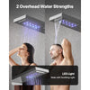 VEVOR Shower Panel Tower System with Rainfall Waterfall Shower Head, LED, 53 in Brushed Stainless Steel Shower Column, 5-Function Faucet, Wall-Mount Rain Massage System, with Handheld, Tub Spout