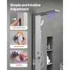 VEVOR Shower Panel Tower System with Rainfall Waterfall Shower Head, LED, 53 in Brushed Stainless Steel Shower Column, 5-Function Faucet, Wall-Mount Rain Massage System, with Handheld, Tub Spout