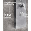 VEVOR Shower Panel Tower System with Rainfall Waterfall Shower Head, 53 in Brushed Stainless Steel Shower Column, 5-Function Faucet, Wall-Mount Rain Massage System with 3 Body Jet, Handheld, Tub Spout