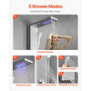 VEVOR Shower Panel Tower System with Rainfall Waterfall Shower Head, LED, 53 in Brushed Stainless Steel Shower Column, 5-Function Faucet, Wall-Mount Rain Massage System, with Handheld and Tub Spout