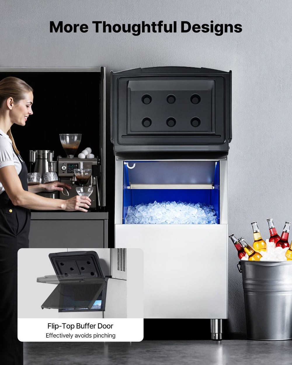 VEVOR Commercial Ice Maker Storage Bin, 250 lbs capacity (detail view)