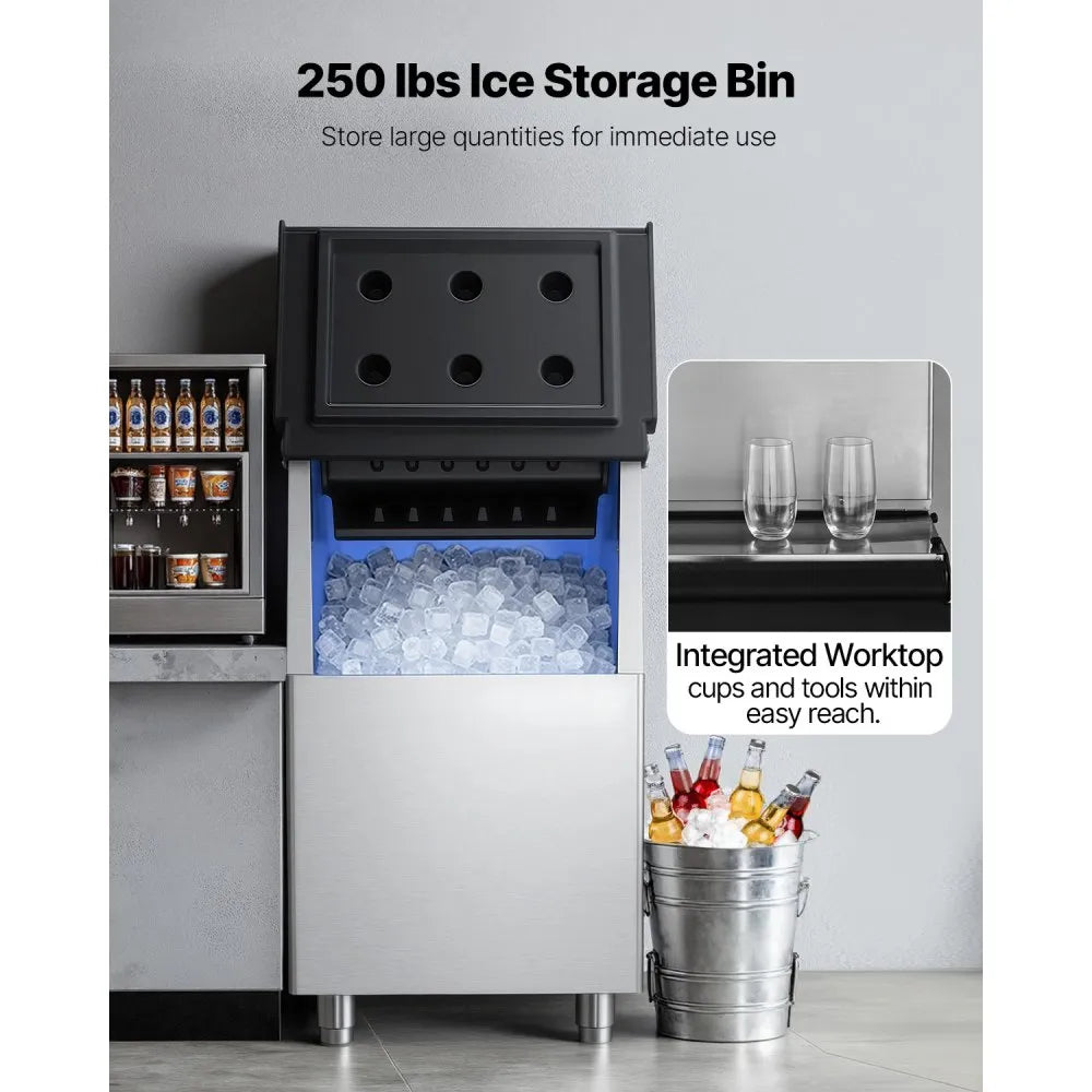 VEVOR Commercial Ice Maker Storage Bin, 250 LBS Capacity Ice-Bin, Commercial Ice Storage Bin with Adjustable Anti-slip Rubber Feet, Suitable for Restaurant Hotel and Beverage Shops