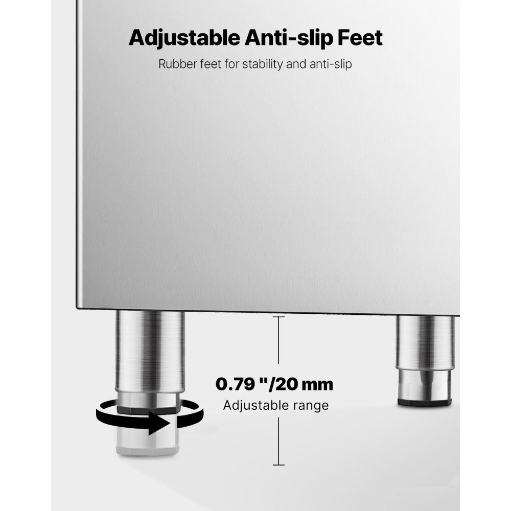 VEVOR Commercial Ice Maker Storage Bin, 250 LBS Capacity Ice-Bin, Commercial Ice Storage Bin with Adjustable Anti-slip Rubber Feet, Suitable for Restaurant Hotel and Beverage Shops