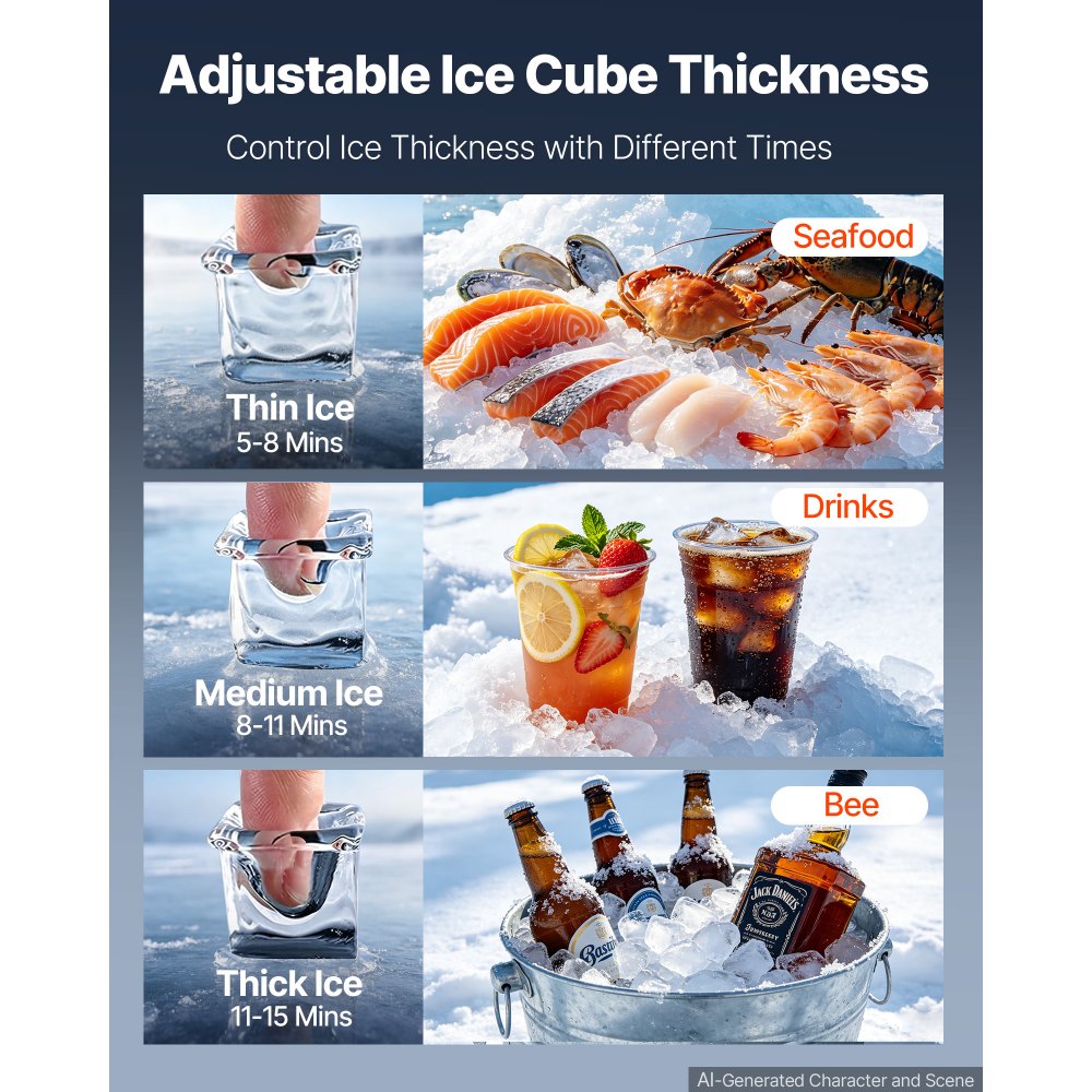 VEVOR Commercial Ice Maker Machine 760 Lbs/24H Stainless Steel Head Only, Ice-Making for Restaurant Bar Cafe Hotel, Ice Ready in 15 Mins, with Self-Cleaning, 234 pcs Ice Tray, Adjustable Thickness