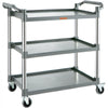 VEVOR Utility Service Cart, 3 Shelf Heavy Duty 220LBS Food Service Cart, Rolling Utility Cart with Lockable Wheels, 40" x 19.3" x 38.6" Plastic Utility Cart for Kitchen Office Restaurant Home, Grey