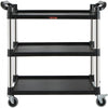 VEVOR Utility Service Cart, 3 Shelf Heavy Duty 220LBS Food Service Cart, Rolling Utility Cart with Lockable Wheels, 40" x 19.3" x 38.6" Plastic Utility Cart for Kitchen Office Restaurant Home, Black