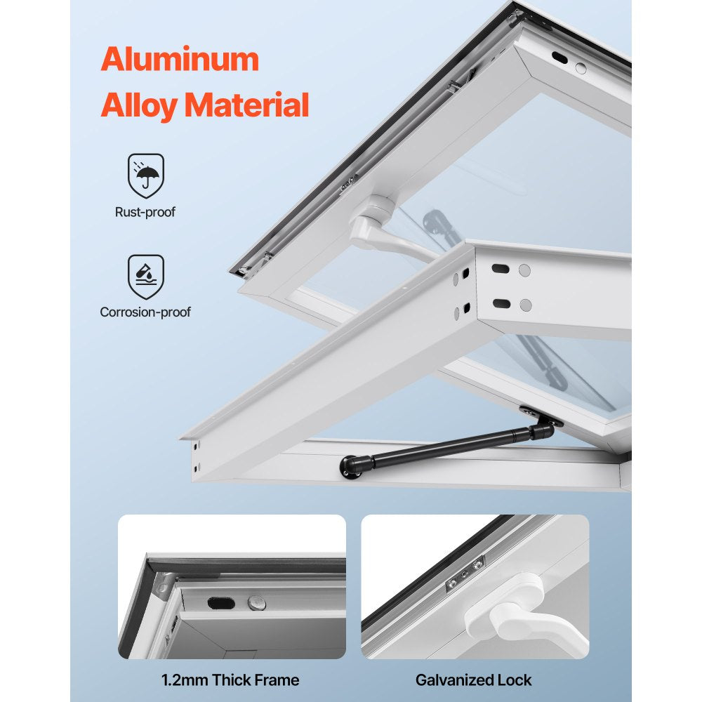 VEVOR Concession Window 36x24 in, Aluminum Alloy Frame Service Window for Food Truck, Up to 85 Degrees Stand Serving Window with Awning Door and Drag Hook, Rainwater Resistant for Concession Trailers