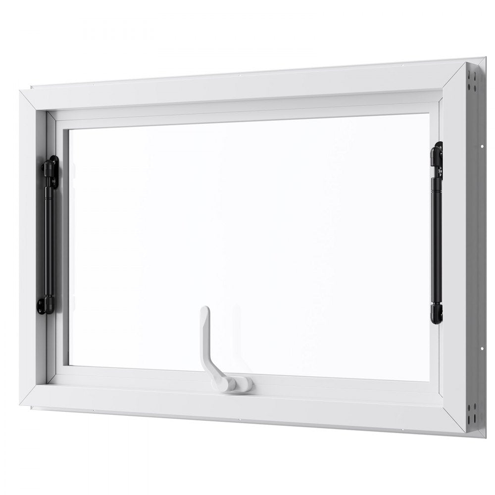 VEVOR Concession Window 36x24 in, Aluminum Alloy Frame Service Window for Food Truck, Up to 85 Degrees Stand Serving Window with Awning Door and Drag Hook, Rainwater Resistant for Concession Trailers