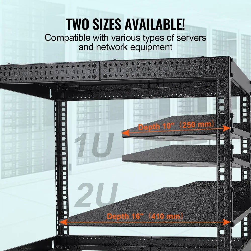 VEVOR 2PCS 1U Server Rack Shelf, 10"/254 mm Depth, 50 lbs Max Load Capacity Vented Cantilever or Wall Mount Rack Mount Shelf with Tray, Good Air Circulation for 19" Network Cabinet or Equipment Rack