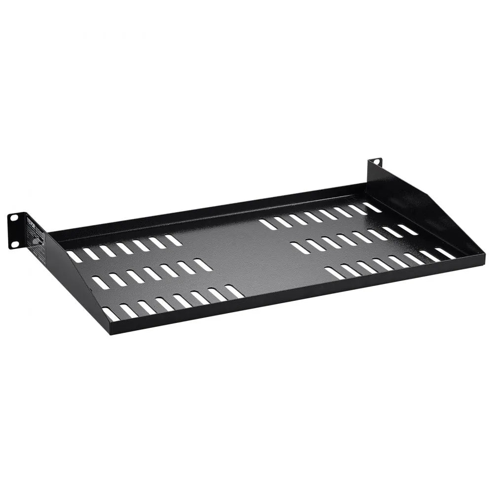 VEVOR 2PCS 1U Server Rack Shelf, 10"/254 mm Depth, 50 lbs Max Load Capacity Vented Cantilever or Wall Mount Rack Mount Shelf with Tray, Good Air Circulation for 19" Network Cabinet or Equipment Rack