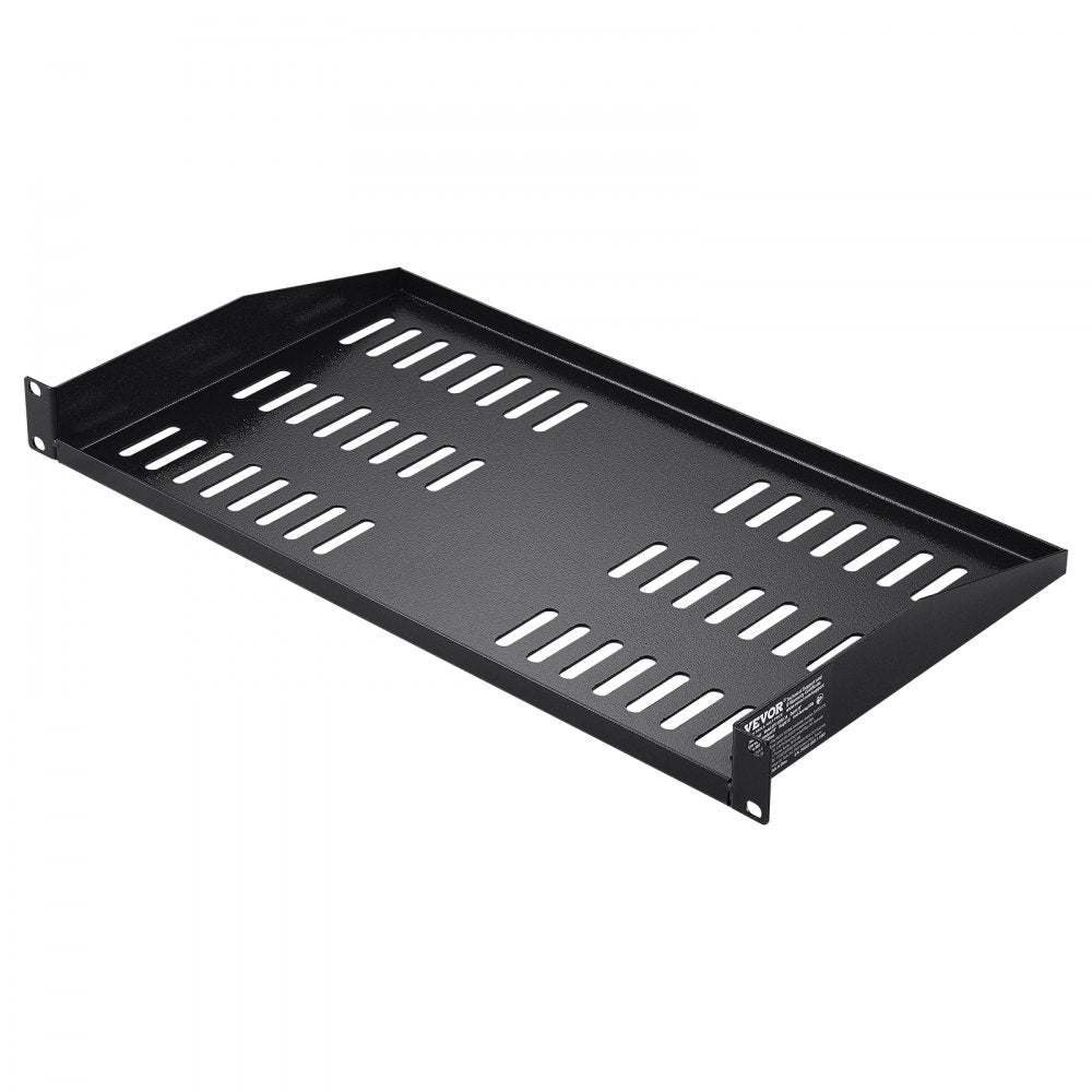 VEVOR 2PCS 1U Server Rack Shelf, 10"/254 mm Depth, 50 lbs Max Load Capacity Vented Cantilever or Wall Mount Rack Mount Shelf with Tray, Good Air Circulation for 19" Network Cabinet or Equipment Rack
