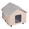 VEVOR Elevated Heated Cat House, Outdoor Kitty Shelter with Timer, 600D Oxford Cloth Foldable Cat Shelter with Heated Pad for Winter to Stay Warm and Cozy, Brown (Middle)