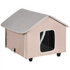VEVOR Elevated Heated Cat House, Outdoor Kitty Shelter with Timer, 600D Oxford Cloth Foldable Cat Shelter with Heated Pad for Winter to Stay Warm and Cozy, Brown (Middle)