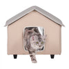 VEVOR Elevated Heated Cat House, Outdoor Kitty Shelter with Timer, 600D Oxford Cloth Foldable Cat Shelter with Heated Pad for Winter to Stay Warm and Cozy, Brown (Middle)